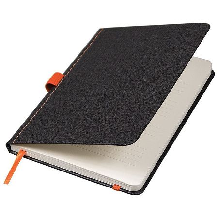 Блокнот Forest  Alfa Orion Rosewood А5, недатированный, в твердой обложке, темно-серый с оранжевой резинкой и петлей для ручки