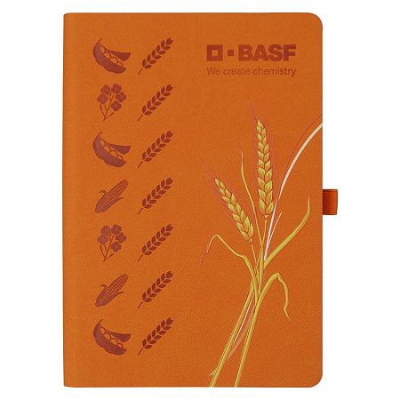 Ежедневник Flexy Line Linen Print Sample BASF А5, оранжевый/оранжевый, недатированный, в гибкой обложке, с резинкой и петлей для ручки