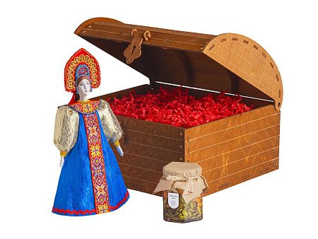 Подарочный набор: кукла фарфоровая, мёд с миксом из орехов