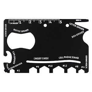 Мультитул Tools Capture в виде карточки, стальной, в чехле из кожзама, черный