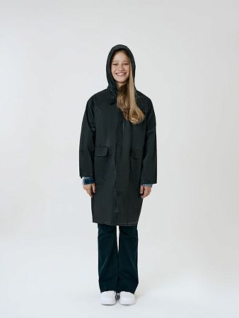 Дождевик детский RainDrop Kids, черный, размер 10 лет (130-140 см)