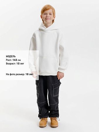 Худи детское оверсайз Junipero, молочное (белое), размер 12 лет (142-152 см)